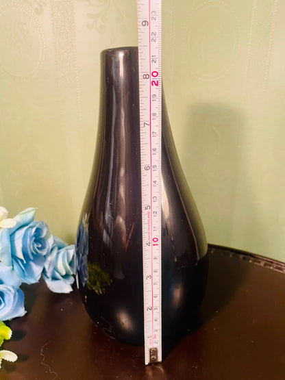Large Black Decorative Crystal Floor Vase – 9 Inch Modern Statement Vase