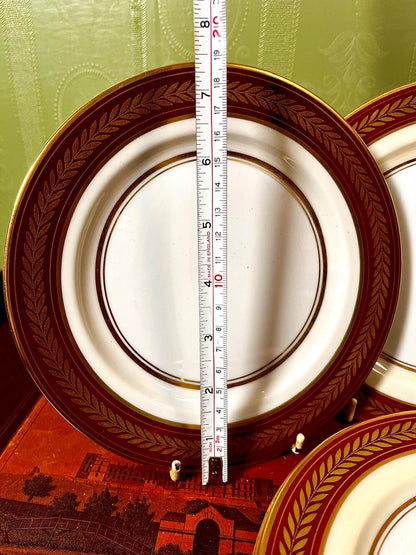 Royal Bayreuth Bavaria Medium Plates | Burgundy & Gold Laurel Border | Set of 6