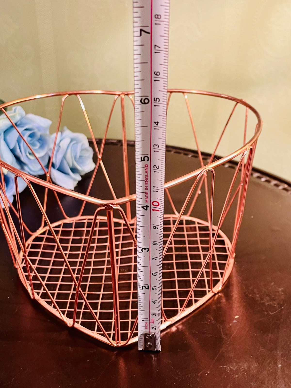 Rose Gold Metal Fruit Basket – Geometric Wire Storage Basket