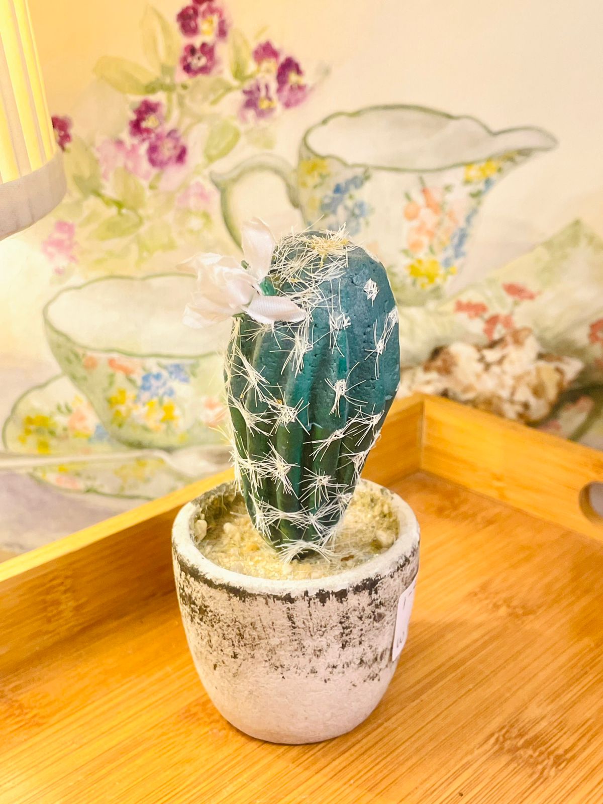 Artificial Cactus in Concrete Pot – Realistic Faux Cactus Plant