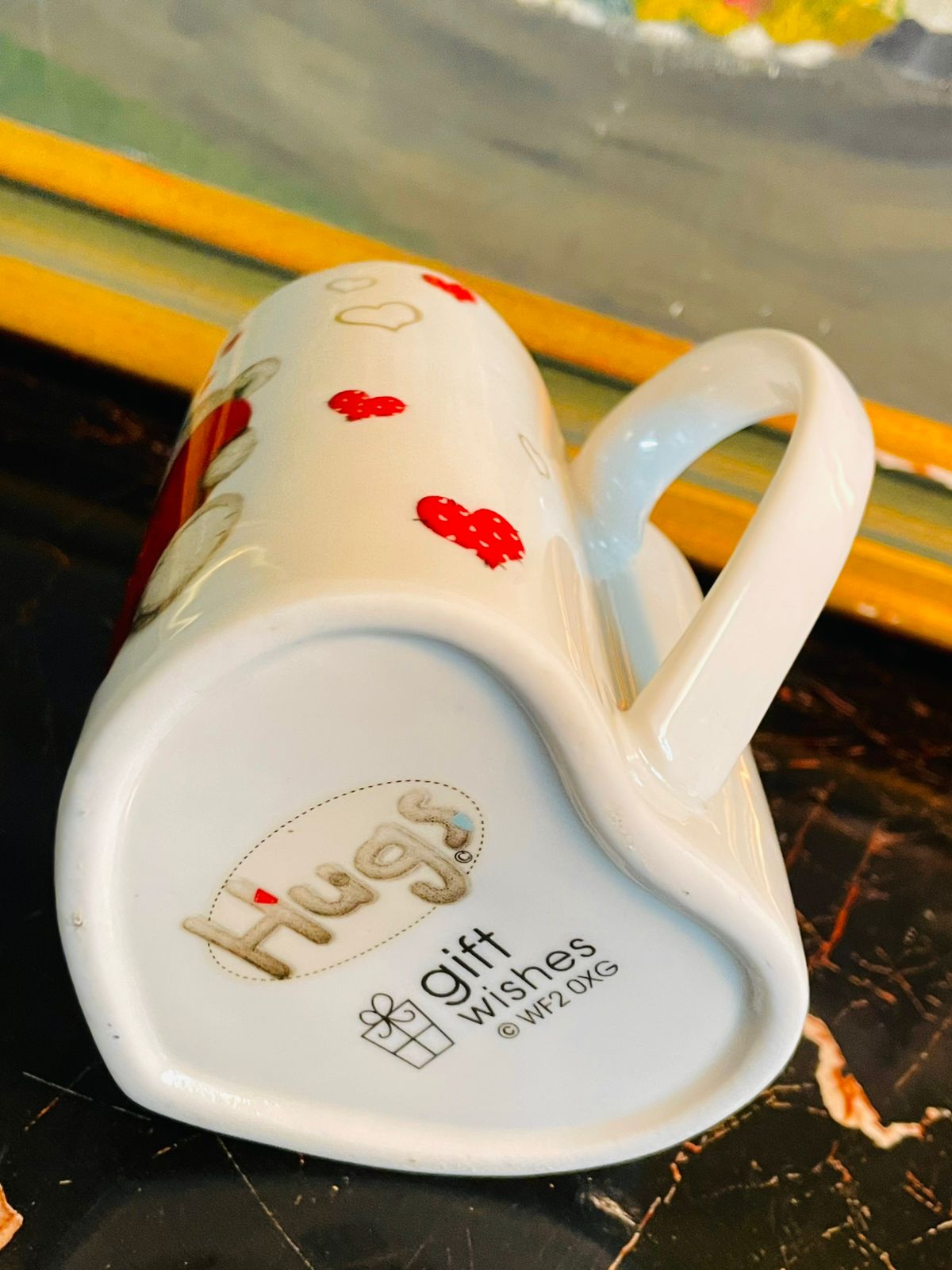 Heart-Shaped “Hugs” Bear Mug – Valentine Gift – Cute Ceramic Cup
