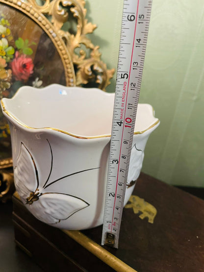 Vintage Butterfly Ceramic Planter Pot 4 Inch
