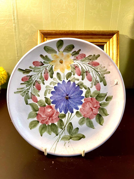10 Inch Hand-Painted Floral Ceramic Decorative Plate – Cottage Garden Wall Art