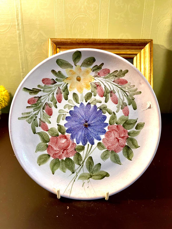 10 Inch Hand-Painted Floral Ceramic Decorative Plate – Cottage Garden Wall Art