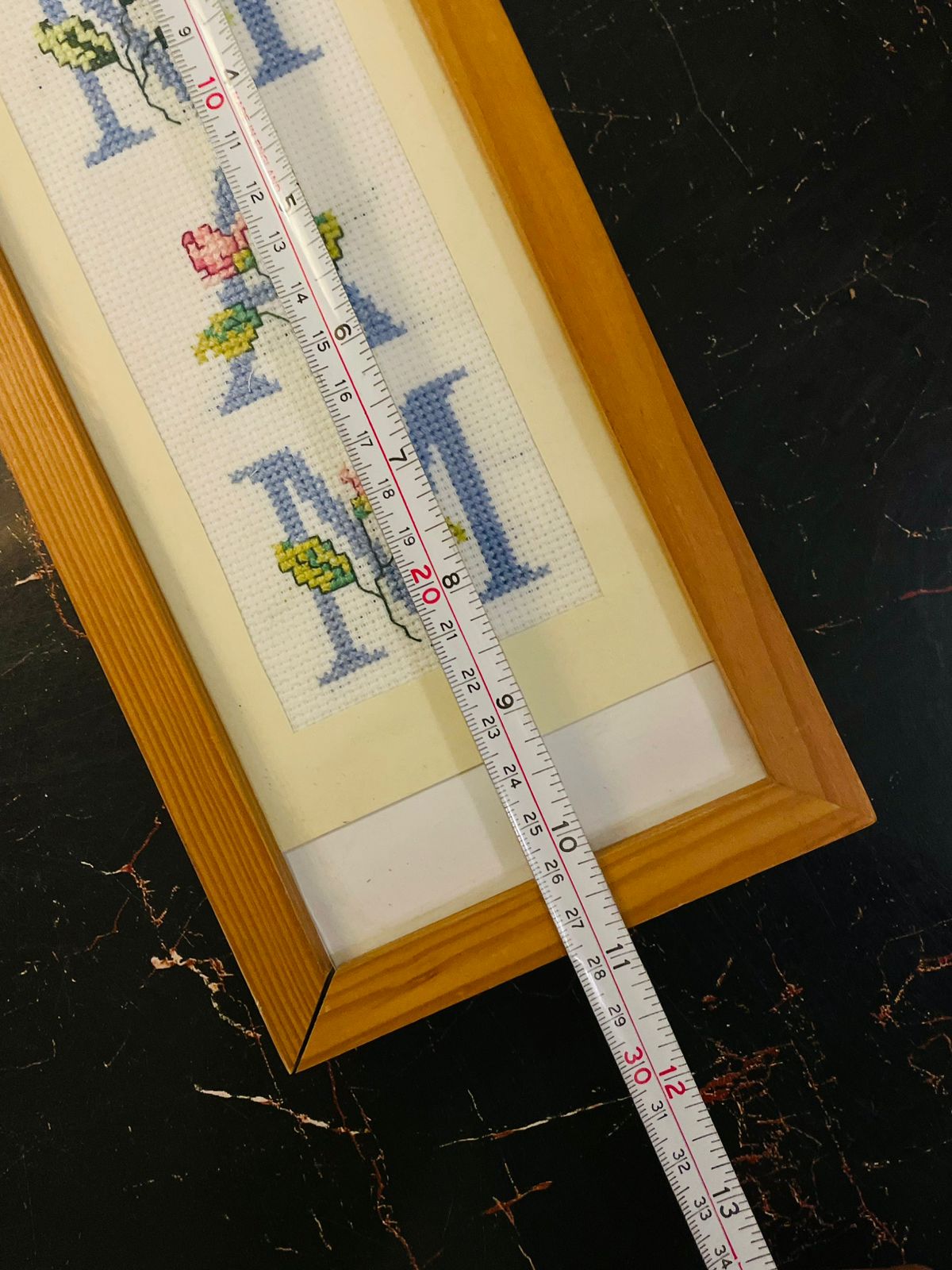 Framed MAM Cross Stitch Floral Wall Art 11 inch