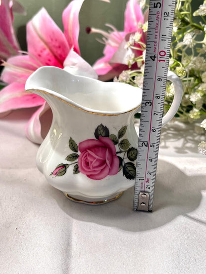 Staffordshire England Pink Rose Bone China Creamer Jug