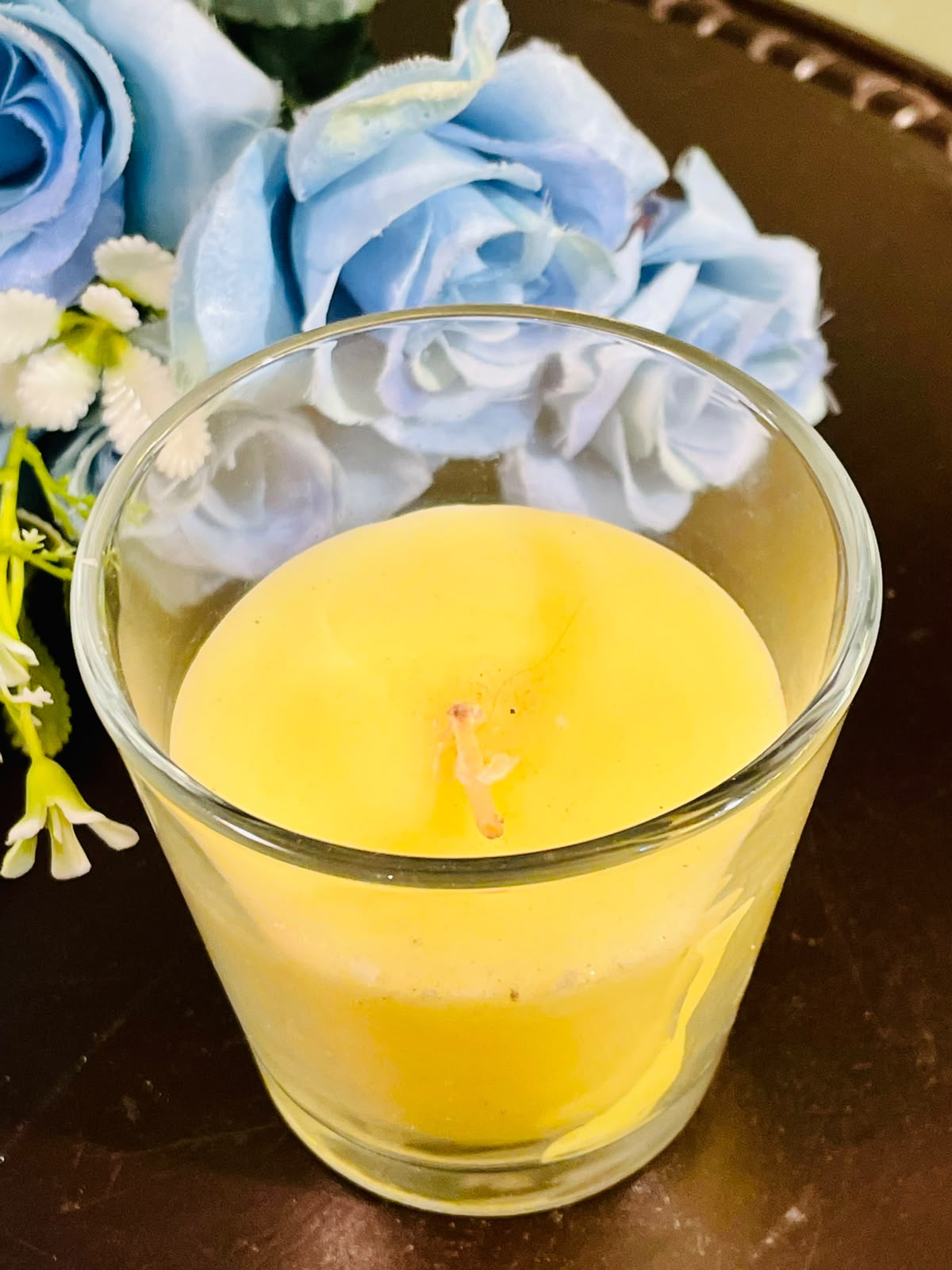 Yellow Scented Candle in Crystal Jar – 10cm