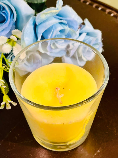 Yellow Scented Candle in Crystal Jar – 10cm