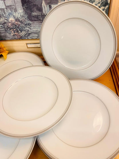 Set of 6 Minimalist Medium Plate Set Classic White Rim