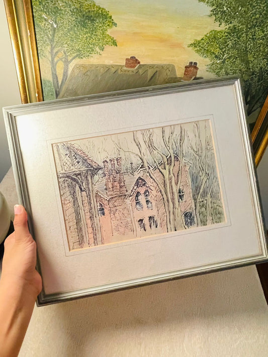 Robert Patterson Watercolor Painting (1960s) – Vintage Framed Art | Original Collectible Painting in Pakistan