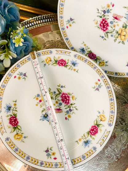 Vintage Floral Fine bone China Plate Set – 5 Pieces