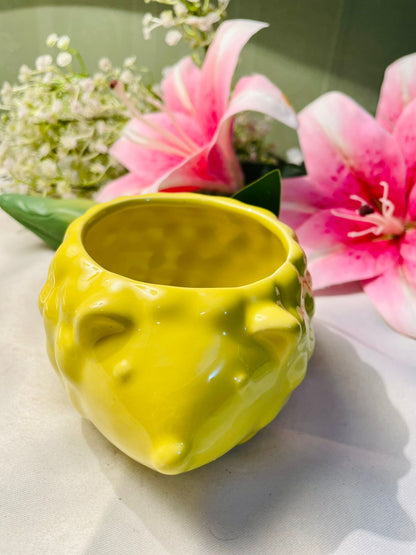 Lime Green Sculpted Ceramic Face Planter 4.5 in