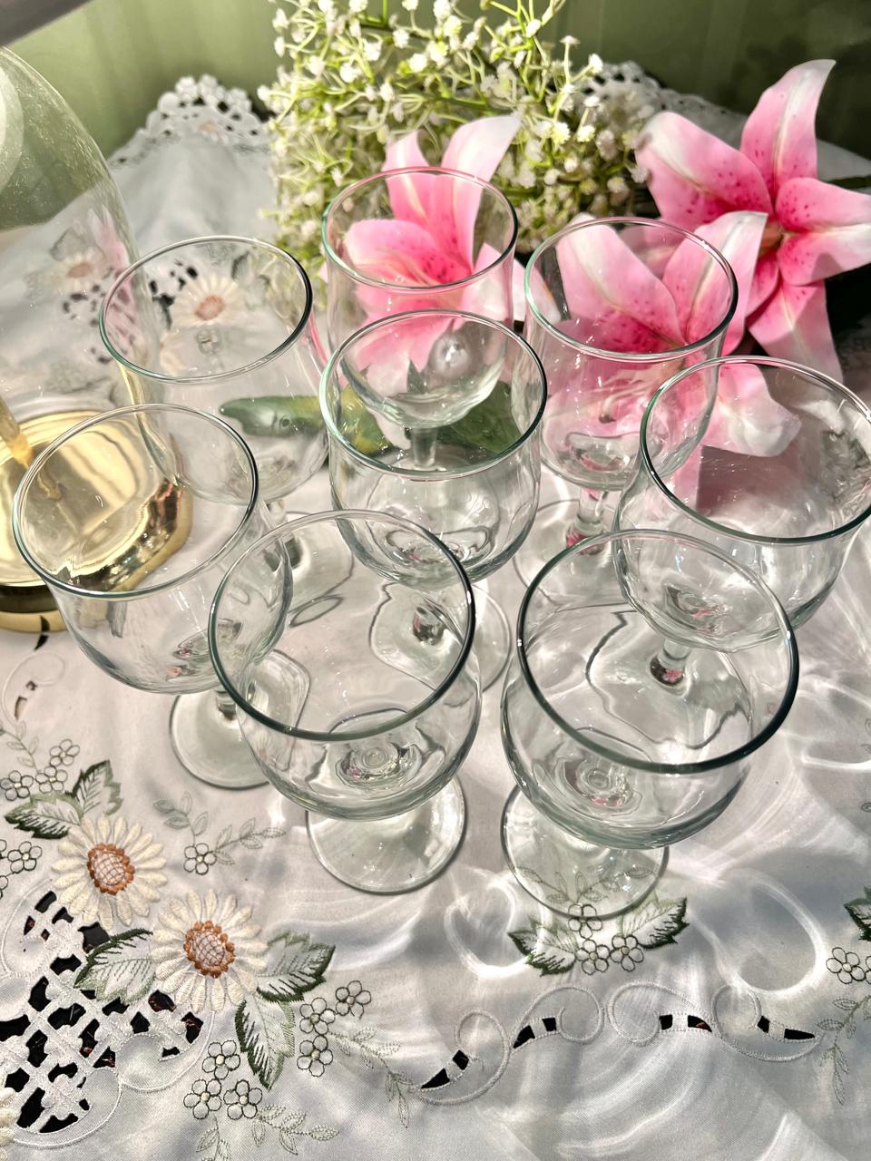 Clear Crystal Wine Goblets 6.5" – Set of 8