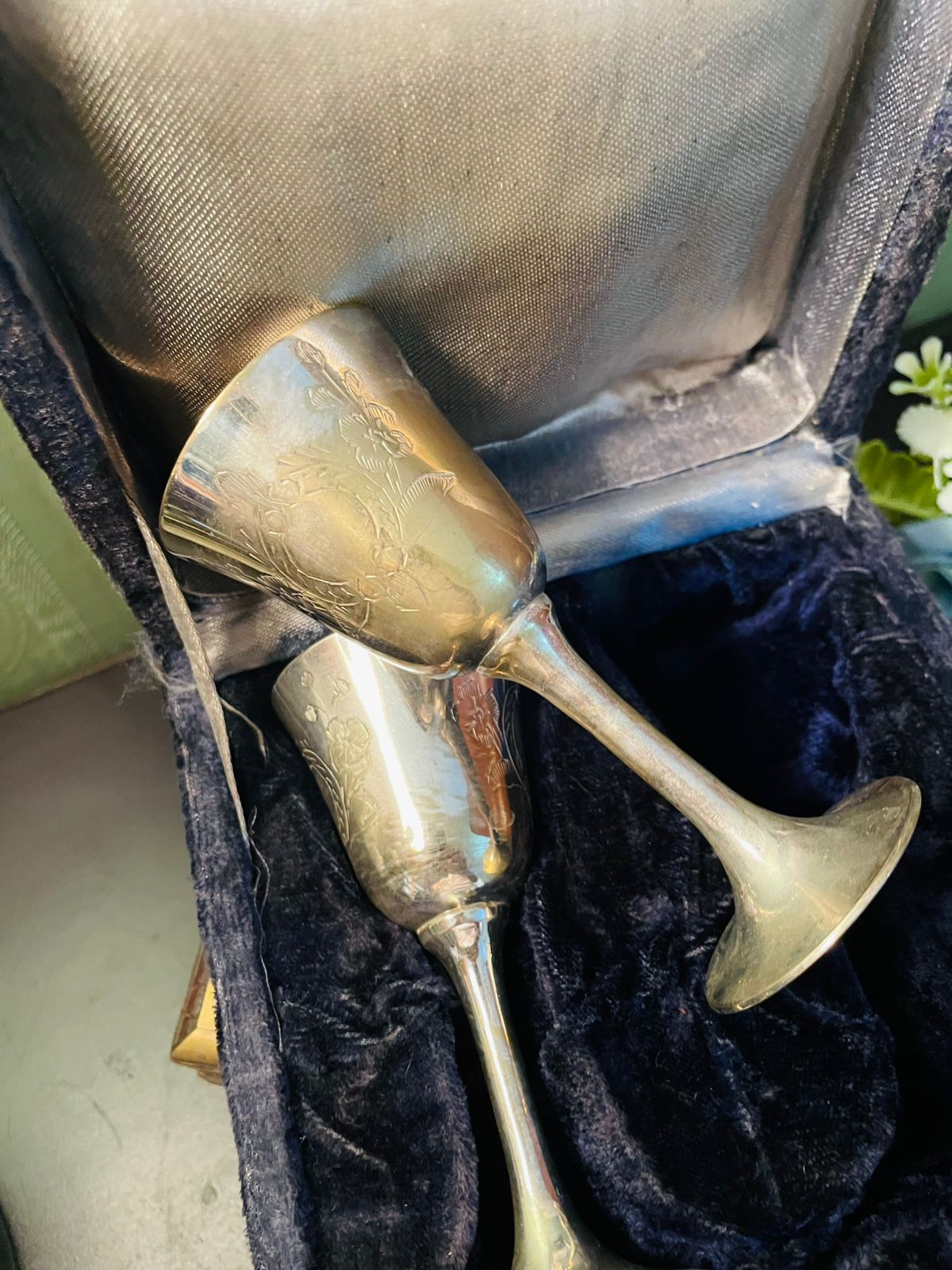 Vintage Silver Plated Goblets Set in Box 5 Inch