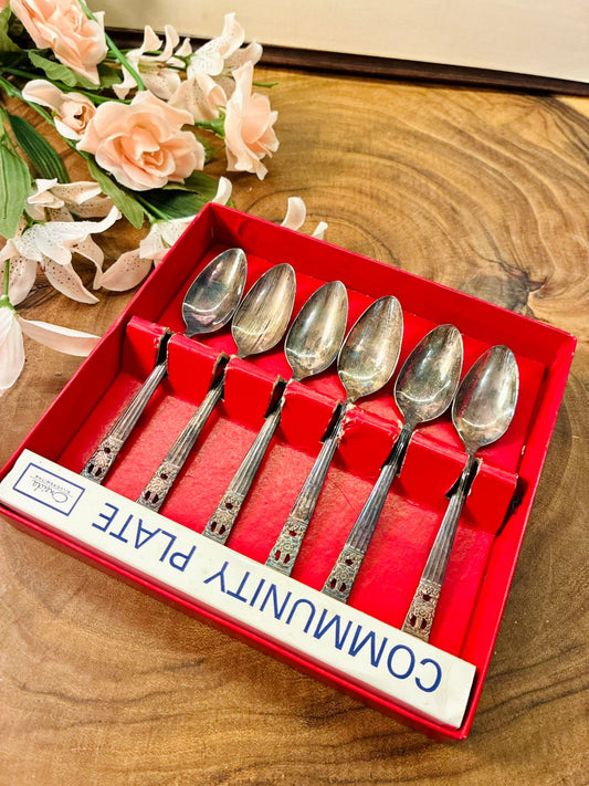 Vintage Community Plate Silver Teaspoons Set of 6