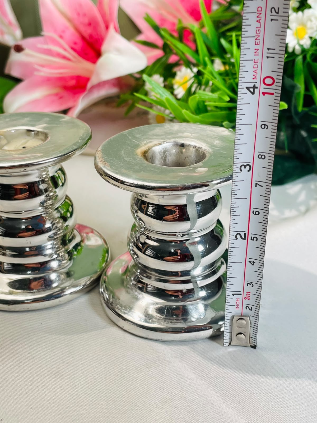 Silver-Tone Candle Holders – 2 Pieces, 8 cm