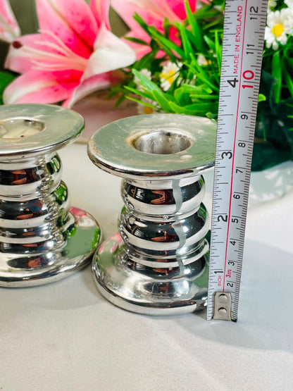Silver-Tone Candle Holders – 2 Pieces, 8 cm