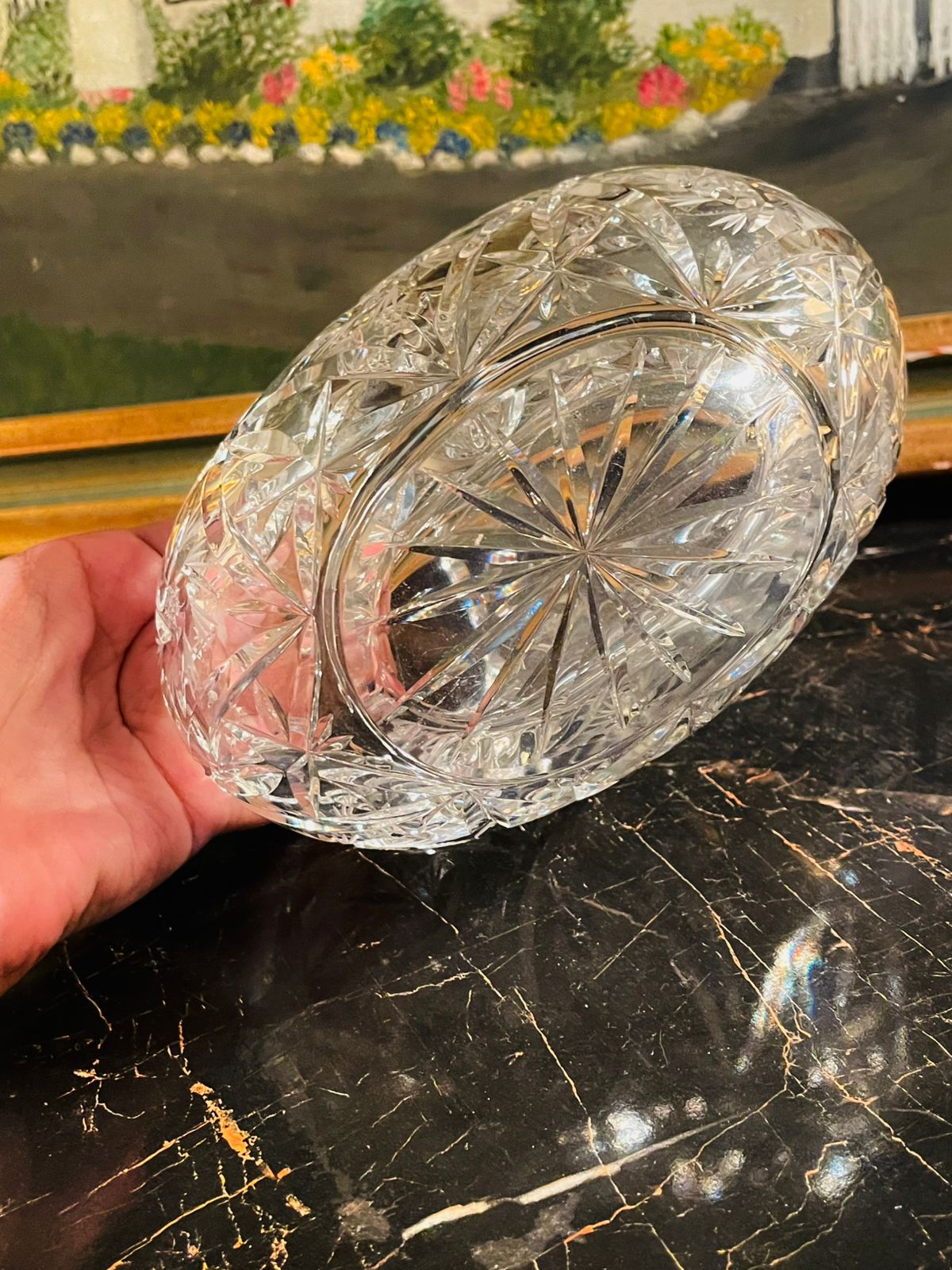 Hand Cut Lead Crystal Basket – Medium - Vintage England