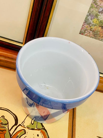 Blue & Pink Checkered Ceramic Planter Pot