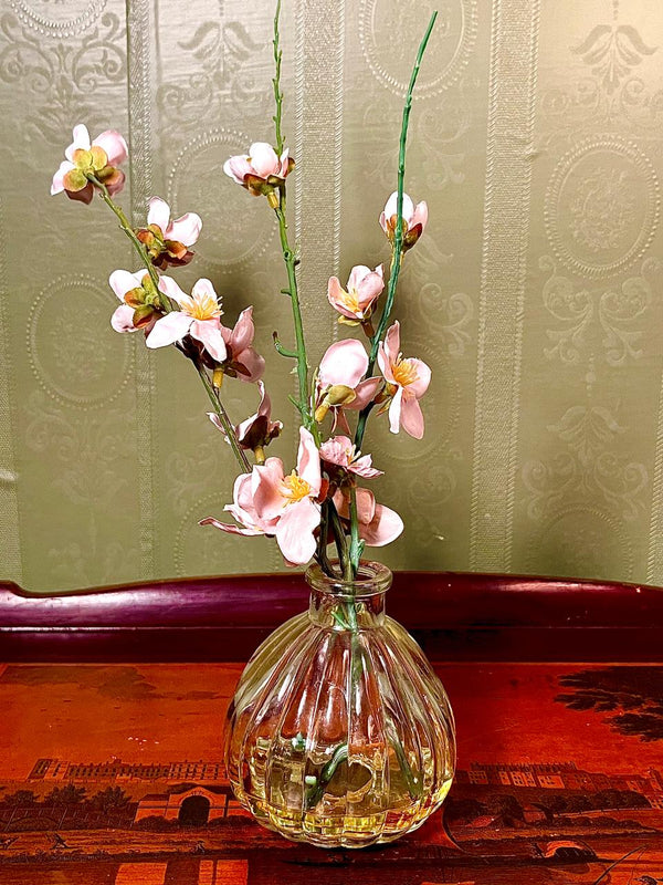 Vintage Amber Ribbed Crystal Bud Vase | 5 Inch Decorative Vase