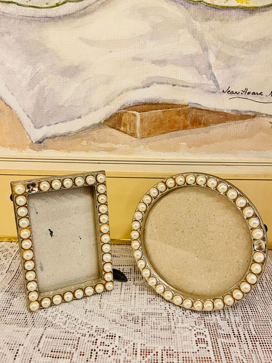 Pearl Beaded Photo Frame – Vintage Glam Tabletop Décor