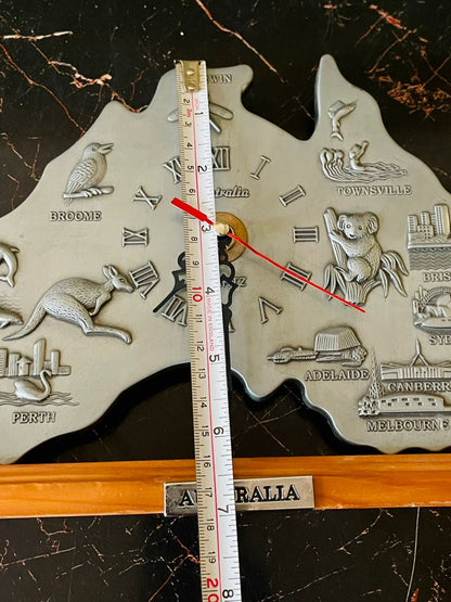 Australia Map Souvenir Table Clock – Roman Numerals | Silver Tone | Collectible Decor