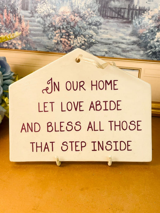 Ceramic Home Blessing Wall Plaque Vintage Decor
