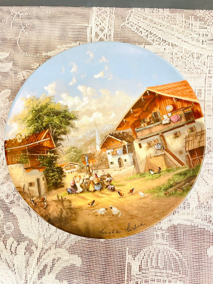 Vintage Seltmann Weiden Village Wash Day Plate 1987 7.5 inch