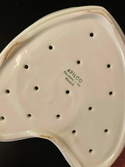 Apilco France White Porcelain Heart Drainer Dish 7 Inch