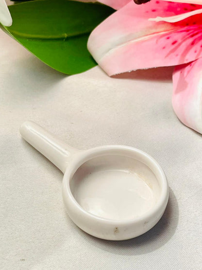 Vintage White Ceramic Mini Scoop Approx. 8 cm