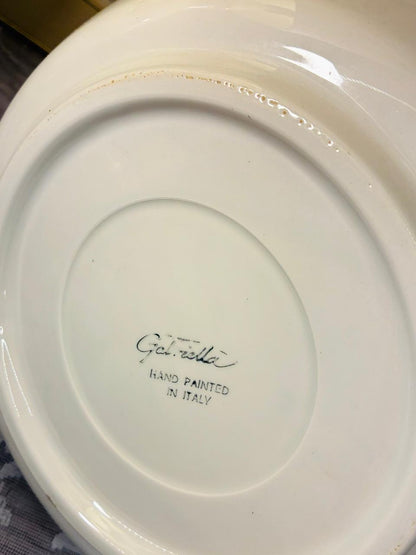 Large Colorful Rim Ceramic Serving Bowl – Oven Safe Large Deep Plater