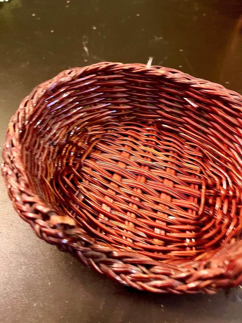 Vintage Brown Woven Basket Bowl 5 Inch