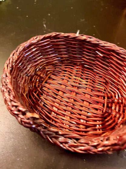Vintage Brown Woven Basket Bowl 5 Inch