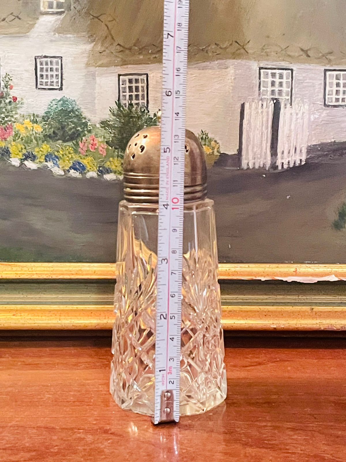 Vintage Crystal Salt and Pepper Shaker with Gold-Tone Lid– Elegant Tableware