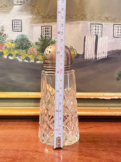 Vintage Crystal Salt and Pepper Shaker with Gold-Tone Lid– Elegant Tableware