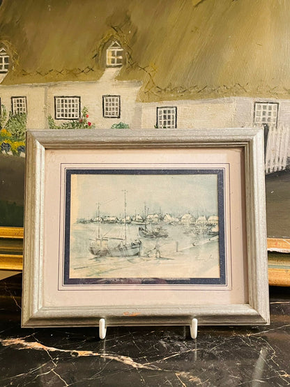 Set of 4 Vintage Frames, Patricia Hall Hastings Sailing Boats Wall Art England