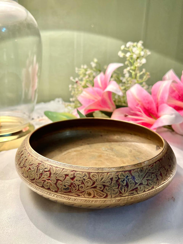 RARE FIND Engraved Brass Decorative Bowl – 7 Inches