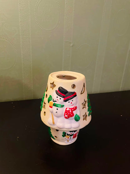 Ceramic Snowman Tealight Candle Holder 5" Christmas Decor