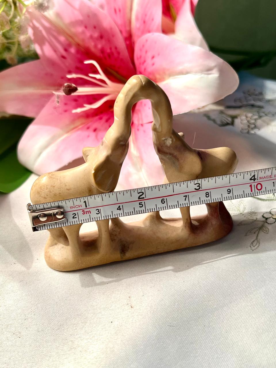 Vintage Carved Stone Twin Bird / Swan Figurine Ornament Approx. 10 cm Wide