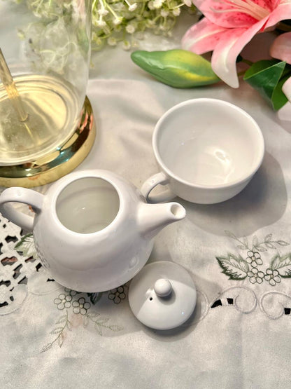 White Ceramic Stackable Tea for One Set – 2 Pieces, 5 Inch