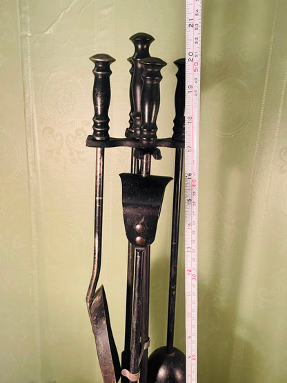 Vintage Fireplace Tool Set with Stand – 4 Piece, 21 Inch