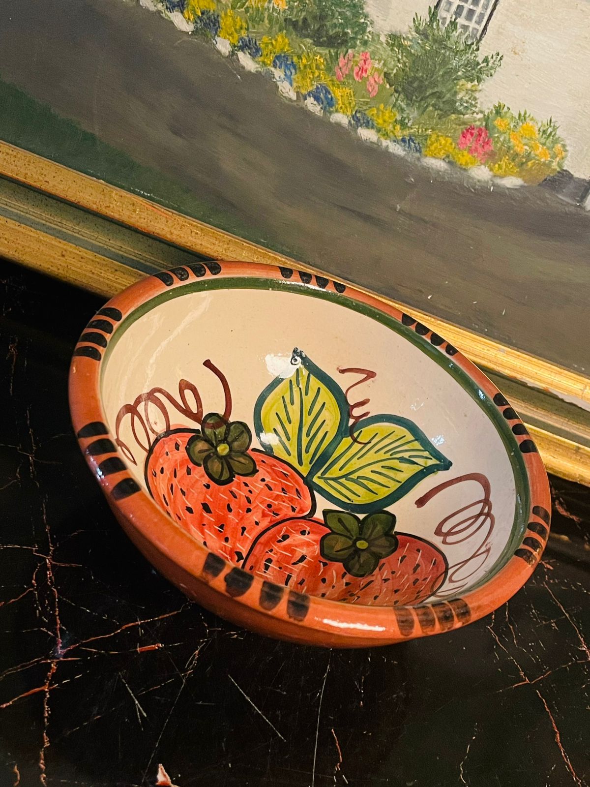 Hand-Painted Strawberry Terracotta Bowl ( 15cm )– Carrilho Lopes – Portugal