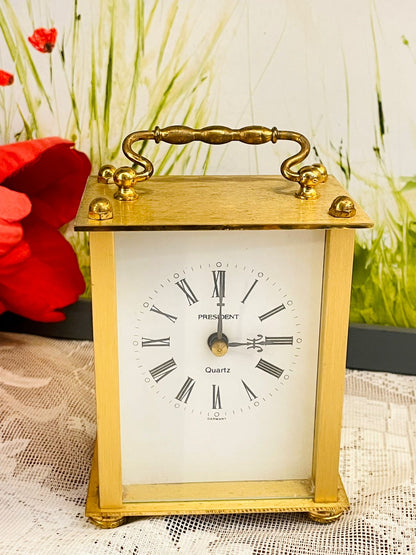 Vintage President Quartz Brass Carriage Clock