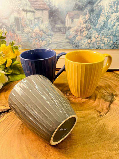 Ribbed Ceramic Coffee Mug Assorted Colors Modern Tea Cup