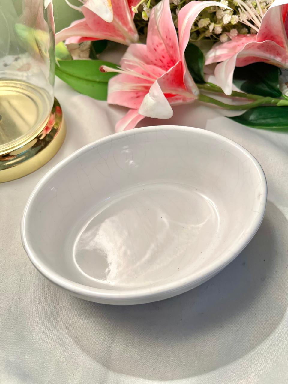 White Oval Oven-Safe Ceramic Baking Dish 17 cm