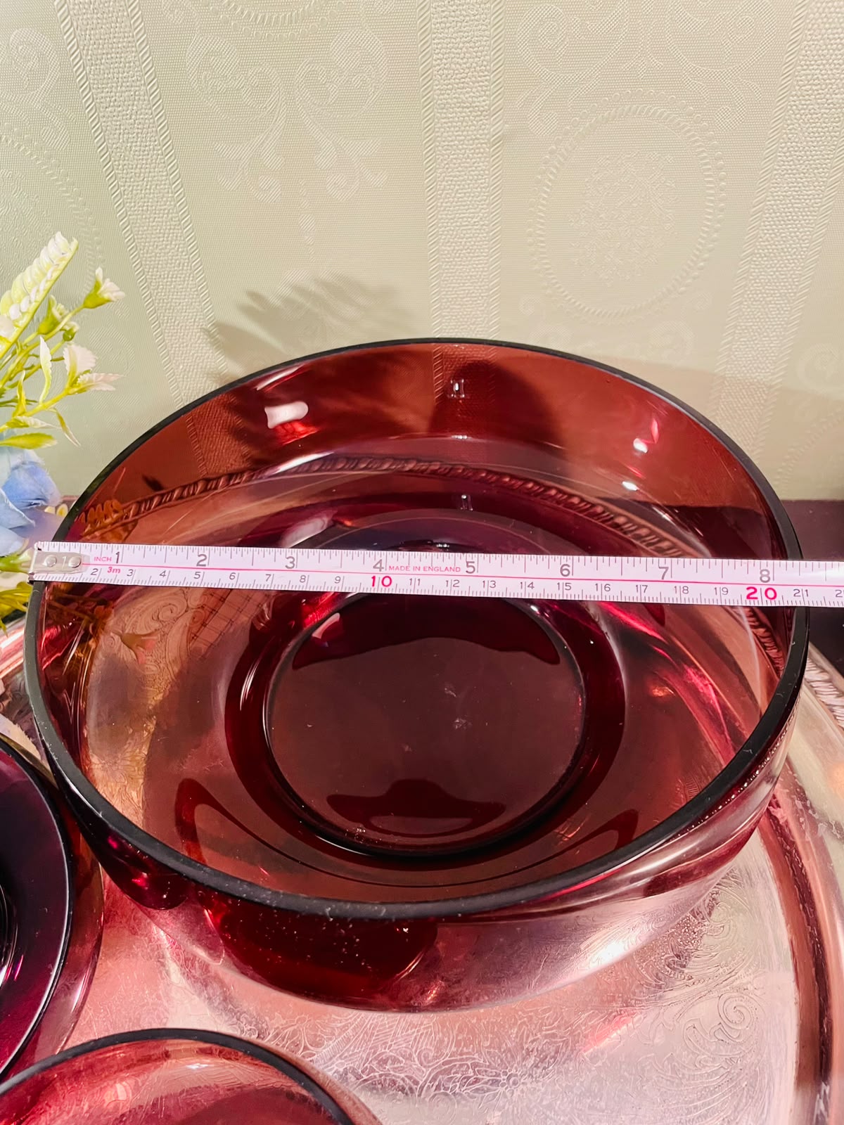 Ruby Red Crystal Serving Bowl Set – 3 Pieces