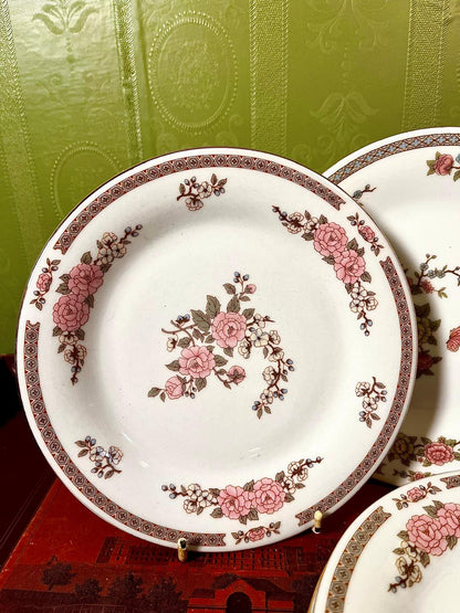 Crown Ming Fine China Pink Floral Medium Plates | Set of 6