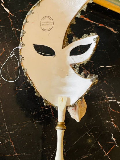 Vintage Venetian Mask – “La Maschera Del Galeone” – – Pink & Gold – Made in Italy