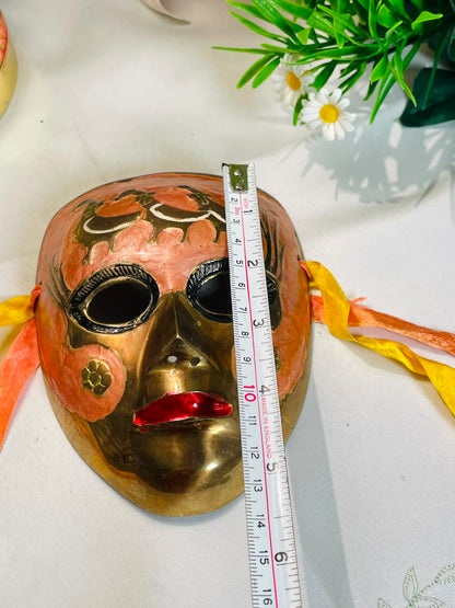 Brass -Tone Decorative Face Mask with Floral Details – 15 cm