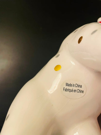 Ceramic Polar Bear Figurine with Red Scarf